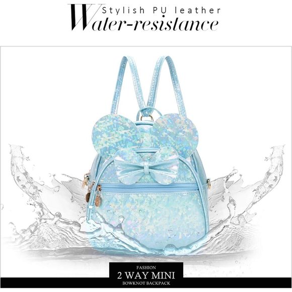 Bowknot Polka Dot Mini Backpack And Convertible Shoulder Bag Purse for Women - Picture 6 of 7